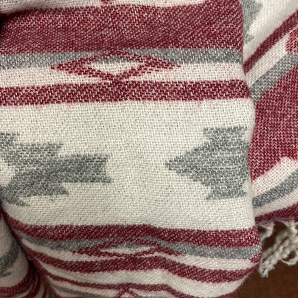 Opened In The Front Aztec Pattern Pancho Shawl - image 7